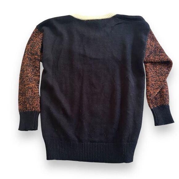 Vintage 80s 90s Cervelle Metallic Patchwork Sweater Angora Rabbit Wool Blend S - Picture 2 of 5